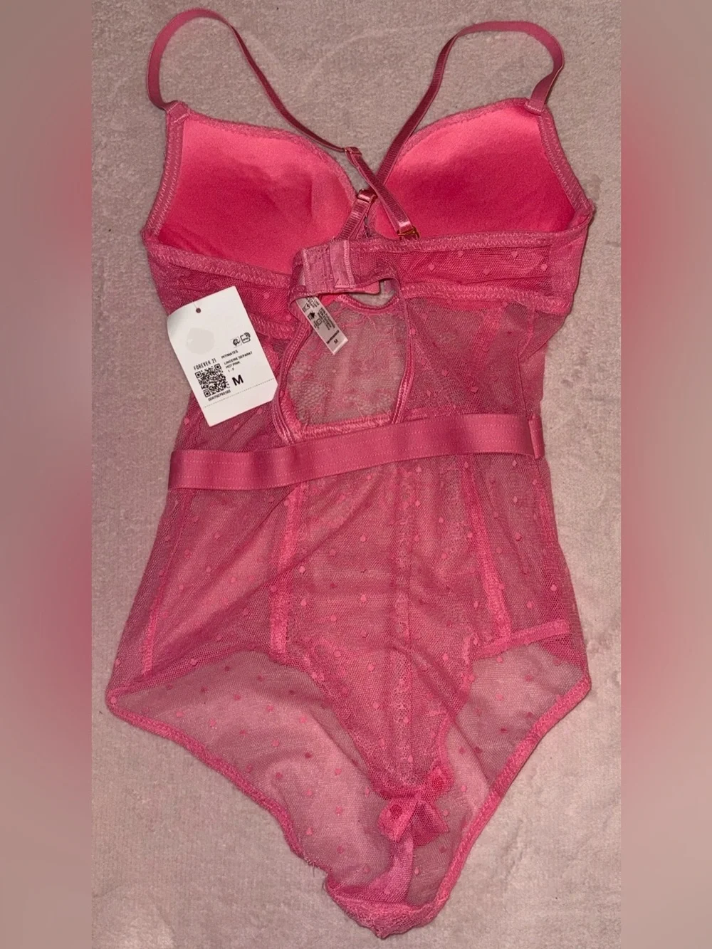 🩷Forever 21 Pink Lace Lingerie Teddy Bodysuit NWT 💕✨